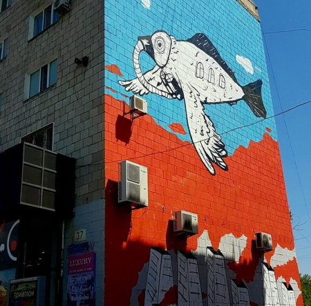 Стрит-арт художника Паши Каса в Павлодаре